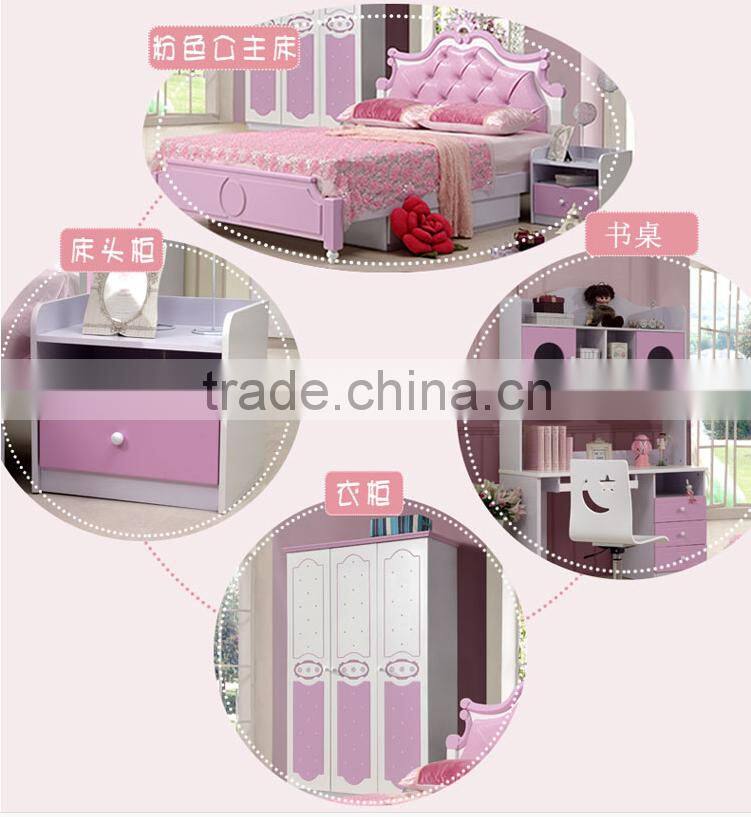 popular kids furniture pink bedroom set, children's furniture for girls AET 15-2