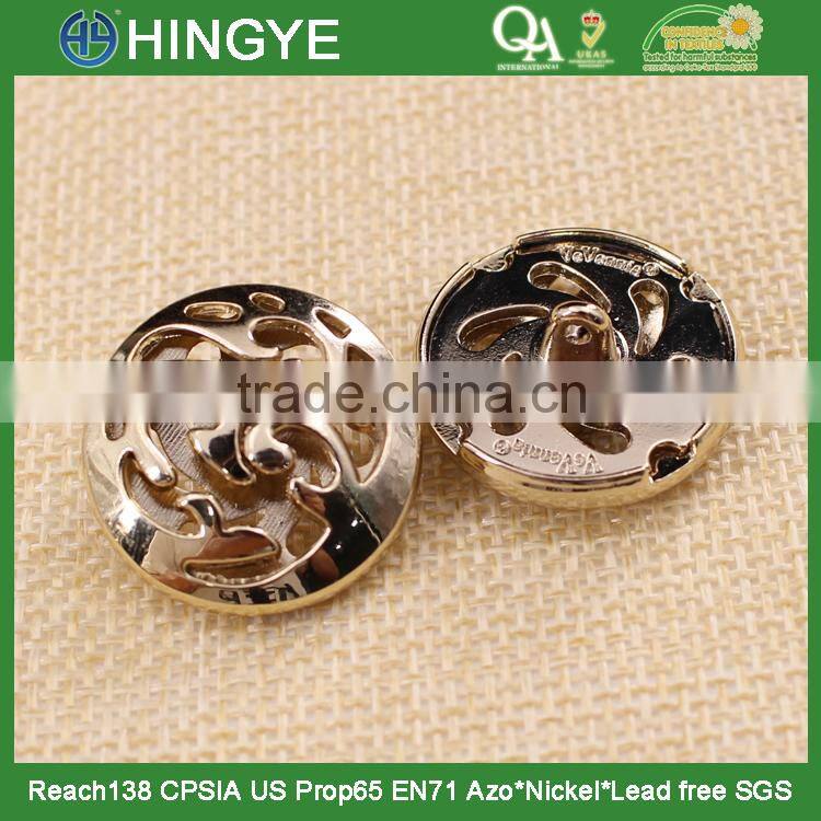 wholesale light gold shank zinc alloy button for coat 15754