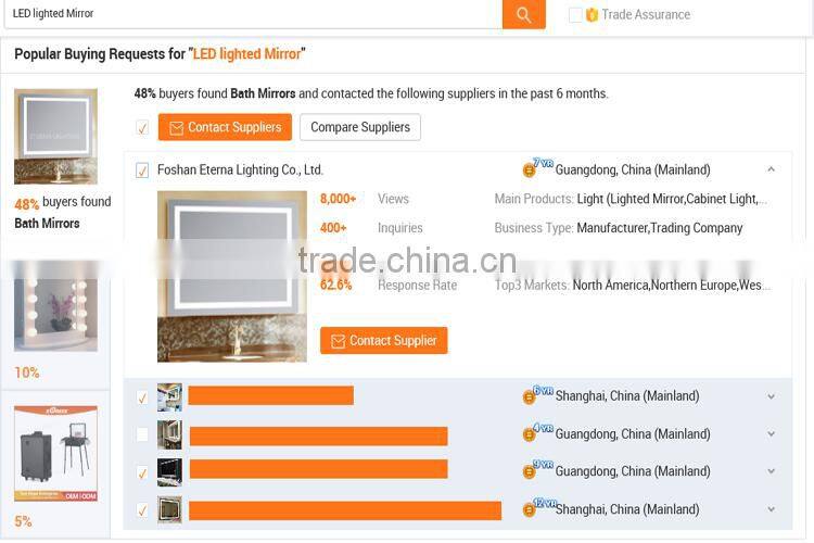 Bathroom Wall Mounted Rectangular Defogger Pad Led Dressing Mirror