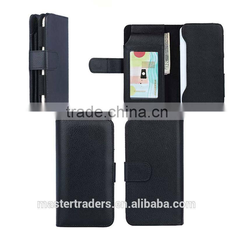 Cheap Multi Function Litchi Grain Stand Wallet PU Leather Case With Card Slot And PC Back Cover For 4 Inch Mobile Phone MT-3682