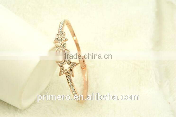 Hot Selling Pentagram Charms Bangles Crystal Star Saudi Gold Jewelry Bracelets