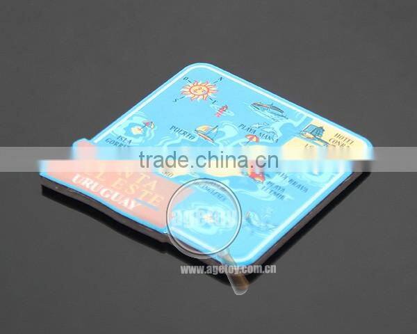 Rubber Magnet Stainless Steel Metal Custom Uruguay Sandbeach Map Printing Tourist Souvenir Fridge Magnet