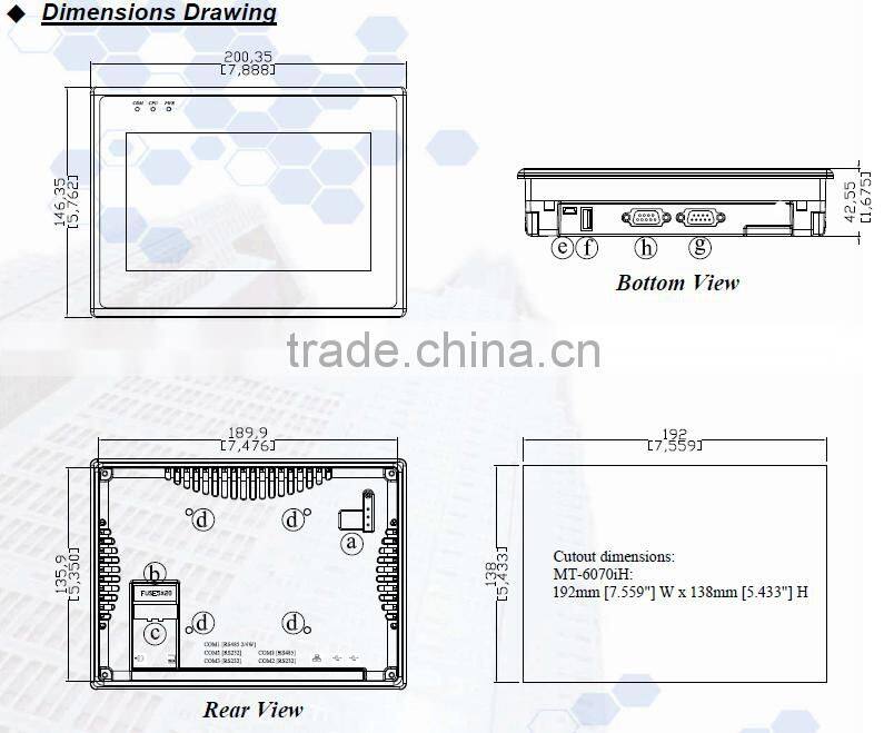 Human Machine Interface with 7" 800x480 TFT LCD/MT6070IH3