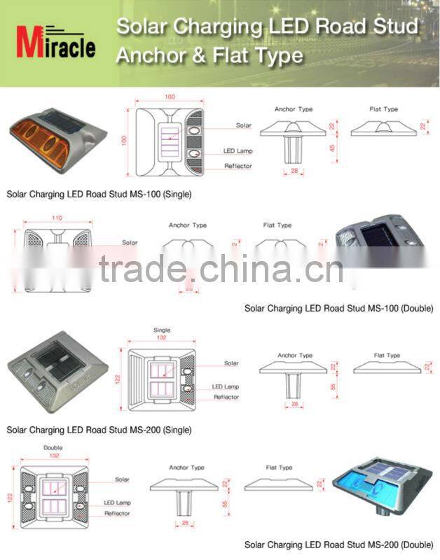 Solar Powered (Charging) LED Cat Eye (Road Stud / Pavement Marker) MS-110(Aluminum Alloy Waterproof IP68 Burial Type)