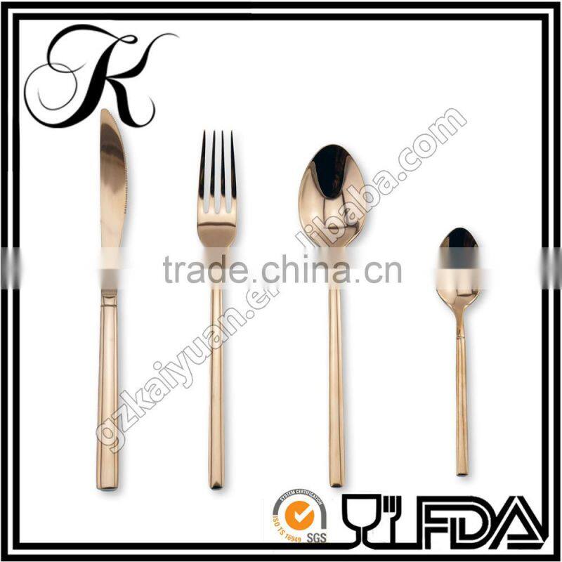 Cutlery gold plated,rose gold tableware,gold flatware