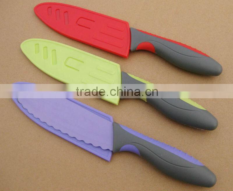 8" new handle bread knife with plastic sheath