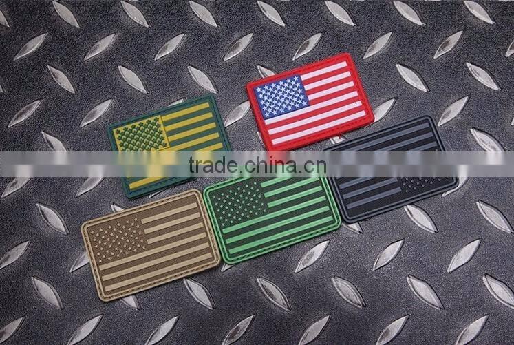 American Flag Patch Rubber PVC US Flag Hook And Loop Tactical Patches Military Armband Army Badge Red Green Color