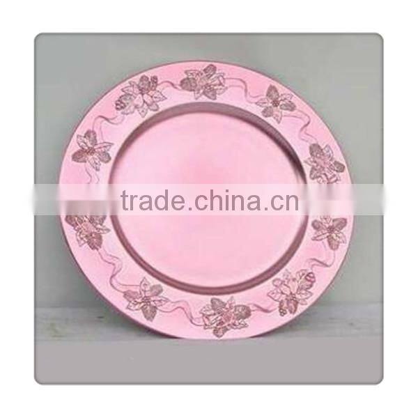 Decorative Plastic Pink Flower Plates