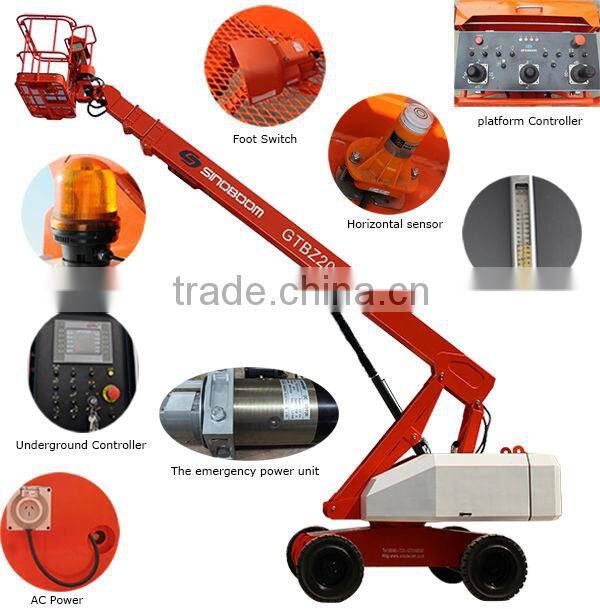 Factory price towable boom lift, aerial working platform, telescopic boom lift
