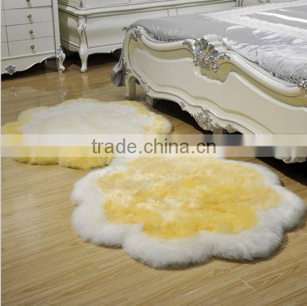 sheepskin rug home decoration ,round shape luxury sheep fur carpet