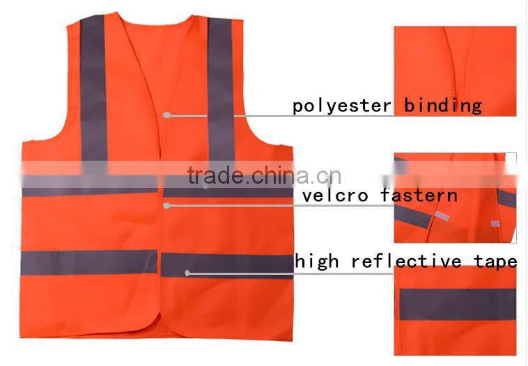 EN471 adult security protection Orange Yellow Reflective Strips Safety Warning Vest Jacket Clothing