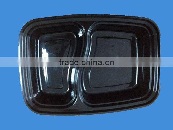 Popular Take away Disposable Plastic Lunch Food Container with 2-compartment