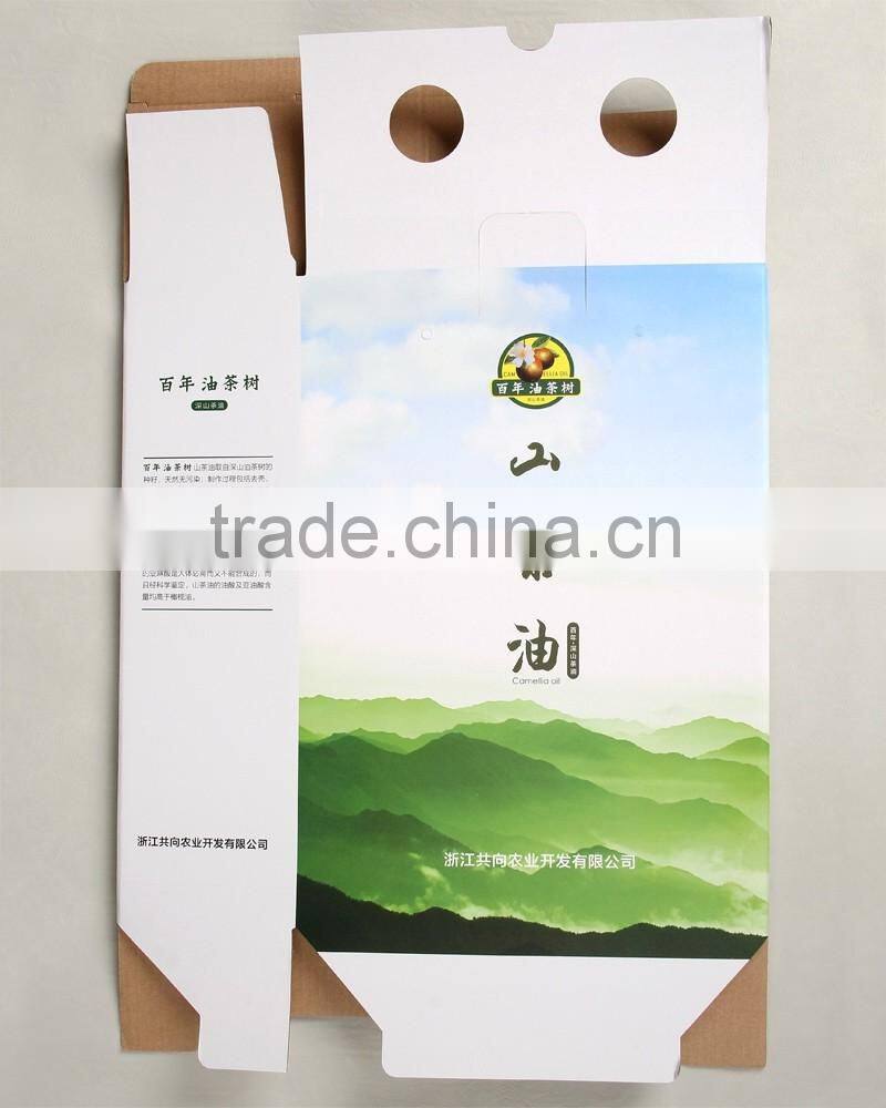 Corrugated paper packaging box for China tea-seed oil packing box with nylon string