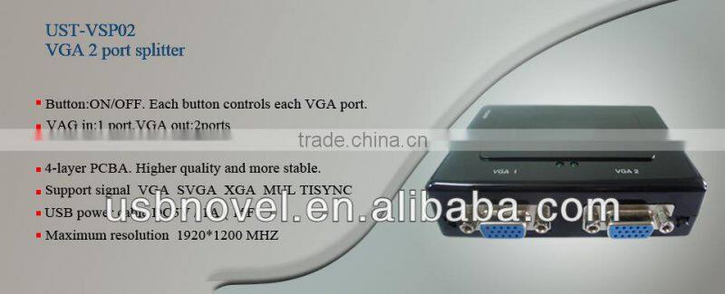 VGA 2 port Splitter,vga splitter,2 ports vga adapter in hight quality