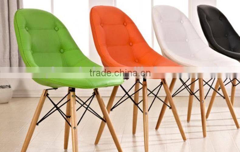 leather side chair/wood leg dining room chair