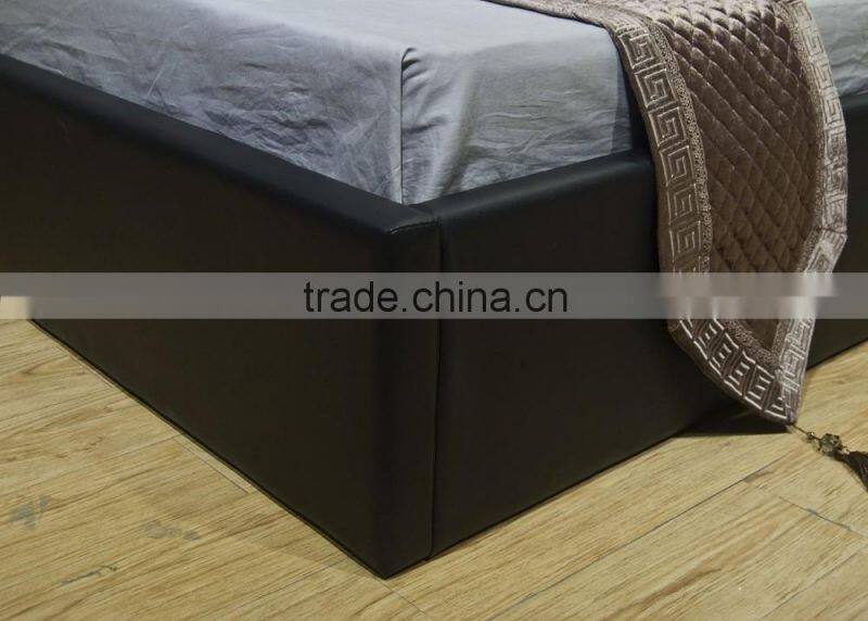 Eastern King Black Leatherette Storage Bed,Modern leather bed with lift storage MA001