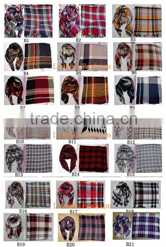 plaid blanket scarf oversized tartan scarfs winter warm scarves black white checkered scarf