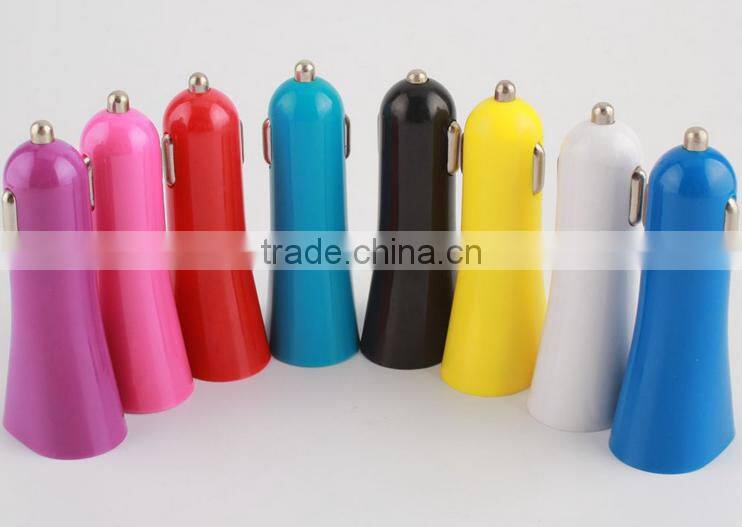 2.1A colorful Double USB trumpet car charger for cell phones manufacturers,supplliers