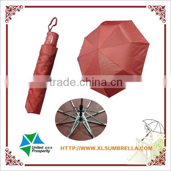 21" 3 fold cheap red umbrella from China manufacturer
