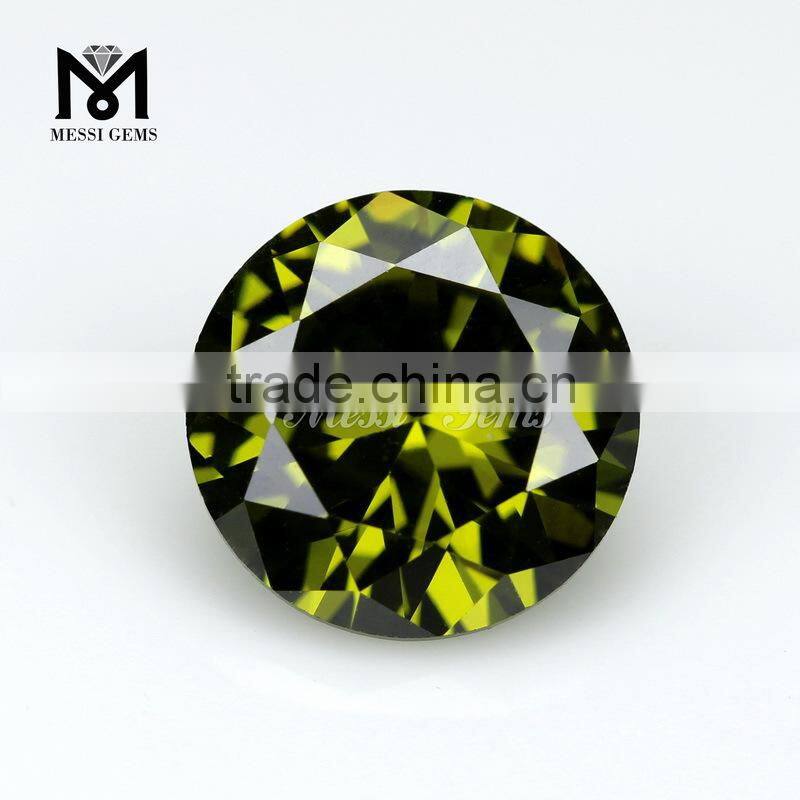 Round 12mm Olive Loose Zircon Stone