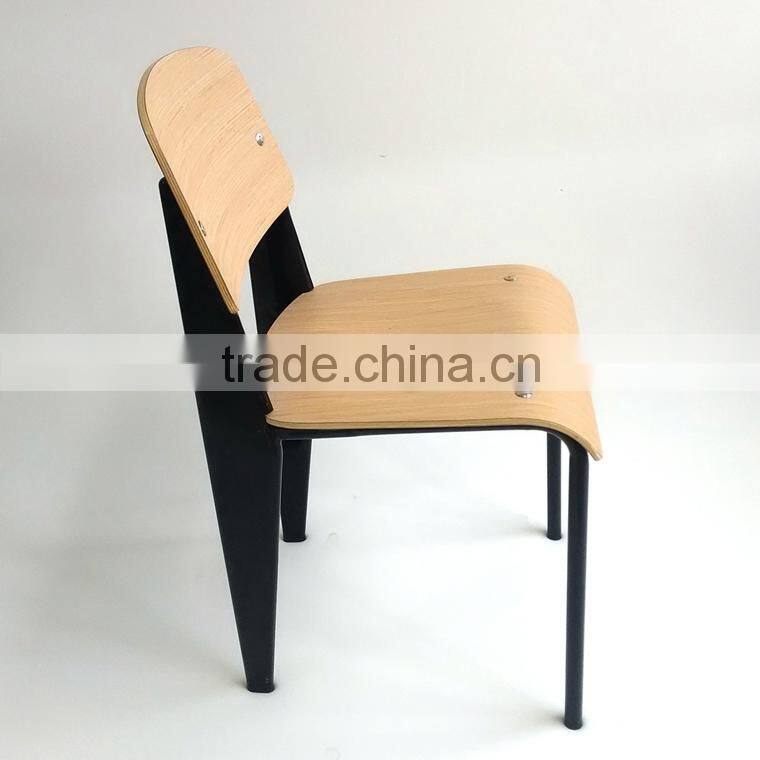 TDC-193-2 QVB HANGZHOU JIANDE TONGDA KOREA STYLE HPL VENEER BENTWOOD SEAT AND BACK BLACK POWED COATED STEEL FRAME DINING CHAIR