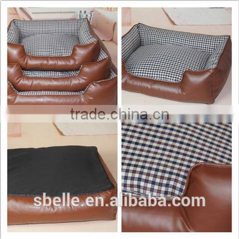 Waterproof leather plaid shape dog bed dog house