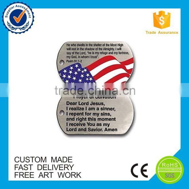 Manufacture pray tag zinc alloy custom metal military dog tag