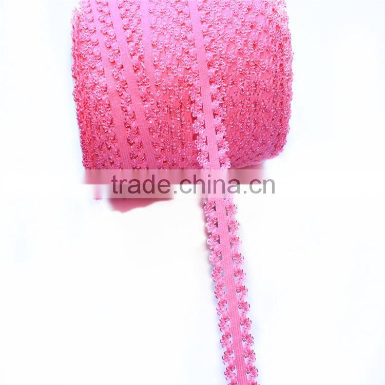 Hot sell 3-4 frilly elastic band, FOE hair elastic ties , lace elastic hair bands for baby