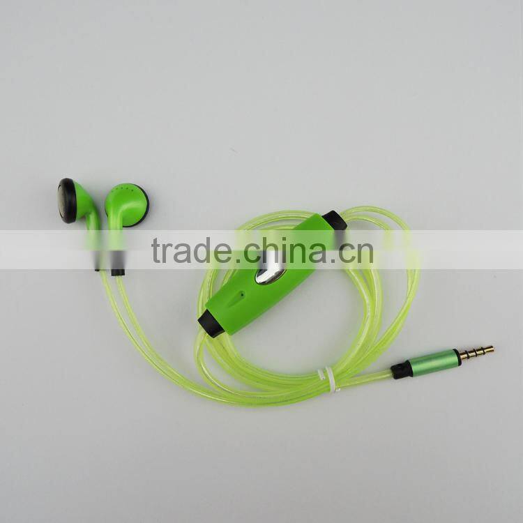 Good qualitty LED wire earbuds with MIC fashinable LED earbuds