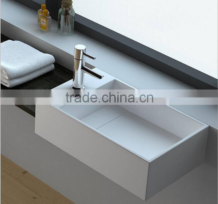 Hot sale acrylic solid surface basin/resin wash basin,Wall mounted acrylic solid surface wash basin