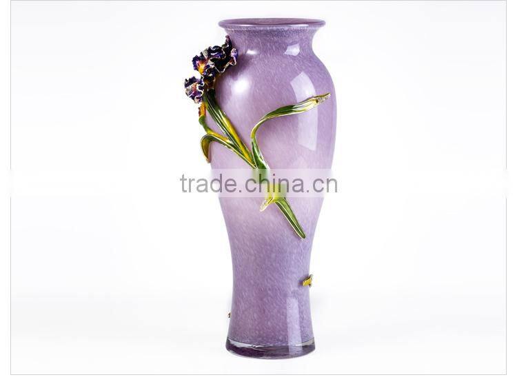Fashkon modern home decoration craft home vase pewter design iris flower color vase metal vase alloy vase pewter craft