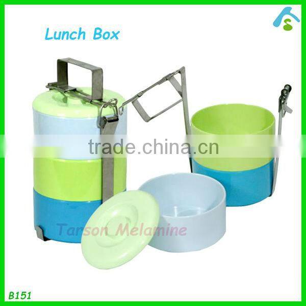 4 layers melamin bento box with steel handle , biodegradable bento box