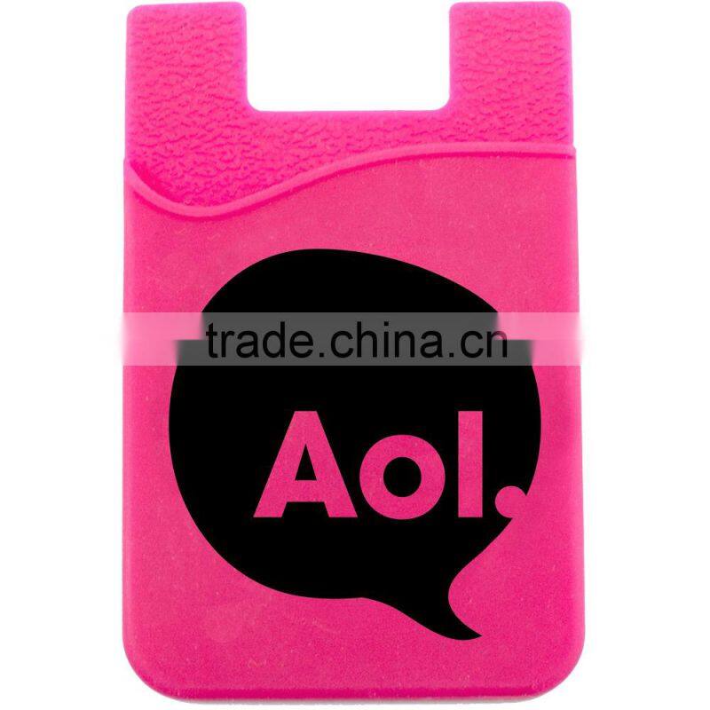 Useful promotional gift lovely color silicon card holder for mobile