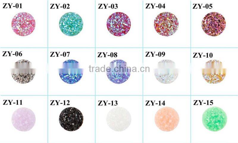Druzy /Drusy Resin Dome Seals Cabochon Round Rose red12mm