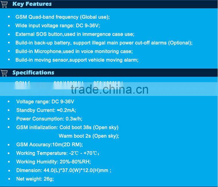 TX-5A Mini GPS Tracker SMS Real Time Network vehicle Motorcycle monitor 4 bands GSM/GPRS/GPS Tracking system