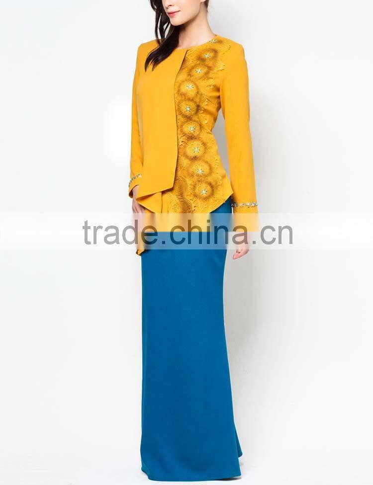 Beaded sunflower new model design fashional women muslim dress