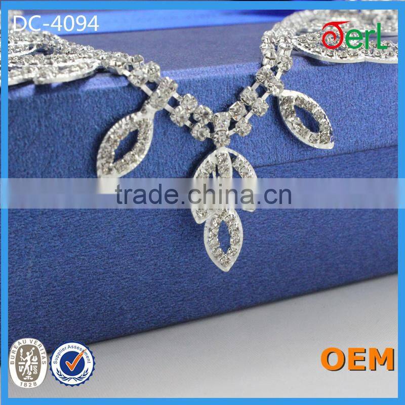 Glass crystal rhinestone trimming chain yards for bridal dress decoration