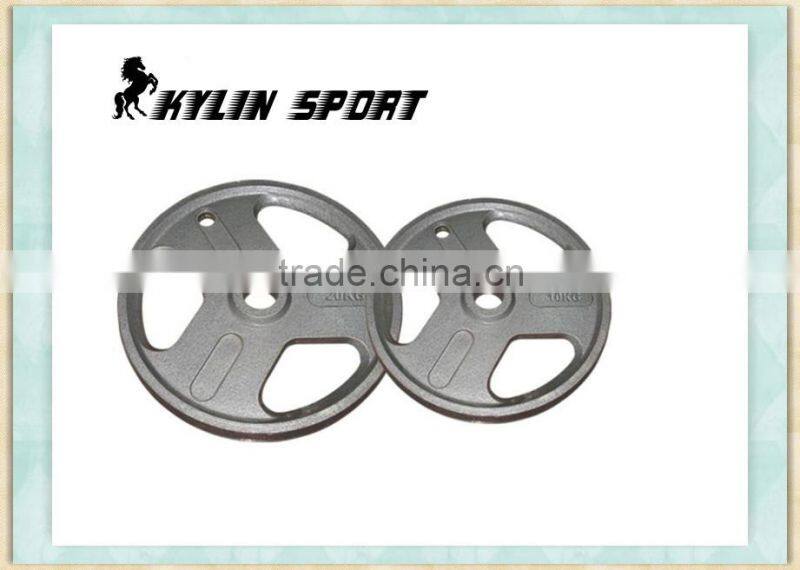 olympic rubber plate with 3 handles and metal ring qj-wp028