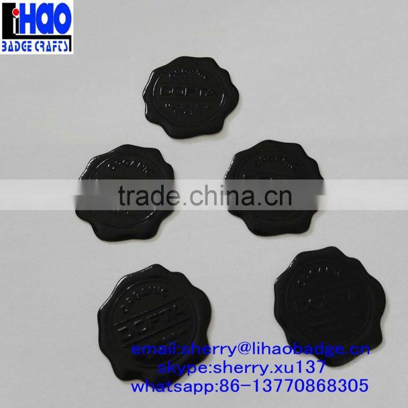 Black color aluminum wax seal sticker/metal logo embossed wax label/metal wax sticker for perfume