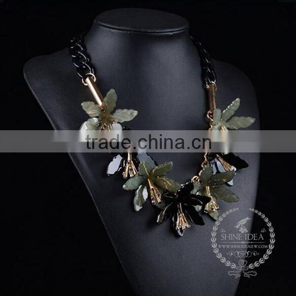 high quality vintage style flower chunky statement necklace tin alloy fashion women pendant necklace 6390080
