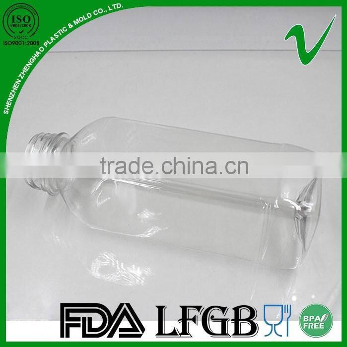 16oz square clear empty pet bottle juice with tamper proof lid