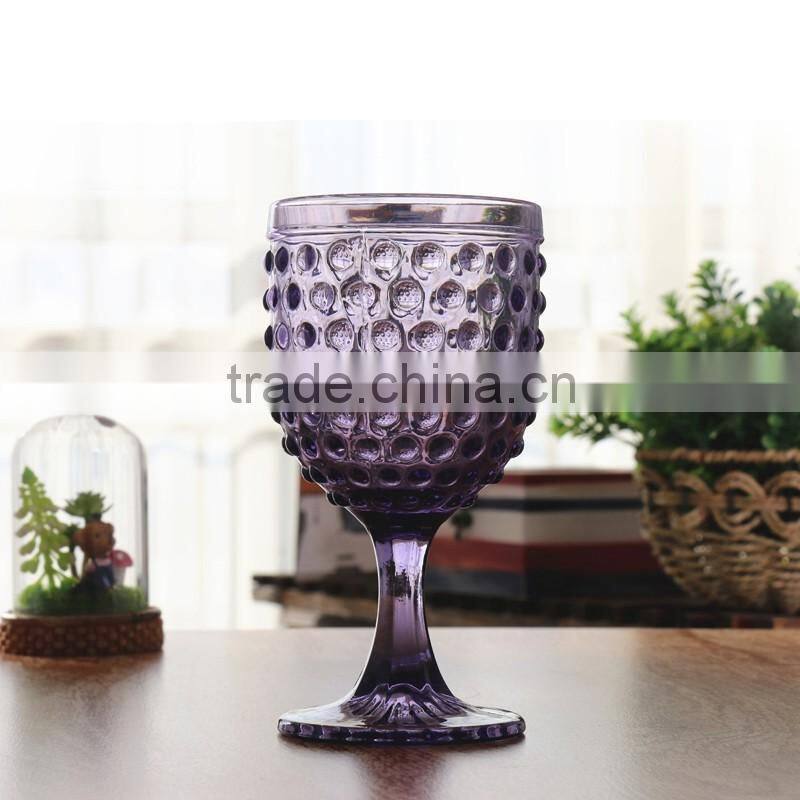 embossed thick colored stem wine glass