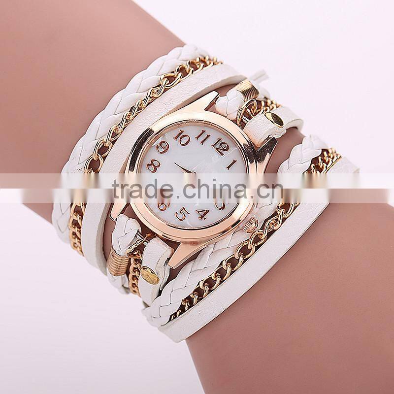 New braided bracelet watch leather bracelet watch multi colors waist watch for women
