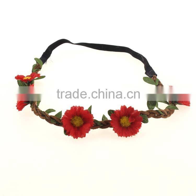 Yiwu factory manufacturer floral elastic hairband ,cute girl/lady/woman elastic headband