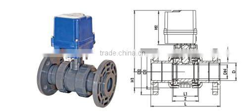 PVC UH True Ball Valve With Electric Actuator Two Side Flange Adaptor (24 V DC) Emergency Manual Control