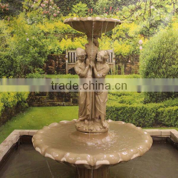 Natural Stone Carved Outdoor Water Fountain With Figure Statue