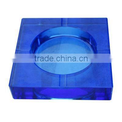 square blue crystal ashtray