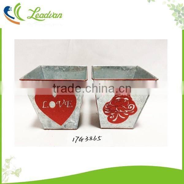 Hot sale tall galvanized metal bucket vase for wife birthday gift