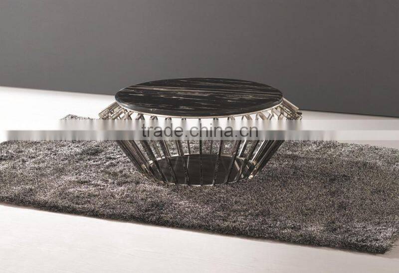 C151 Modern design stainless steel marble coffee table
