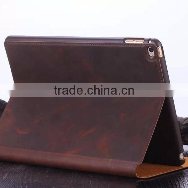 Top quality ultra-thin genuine leather case for ipad mini, tablet leather case